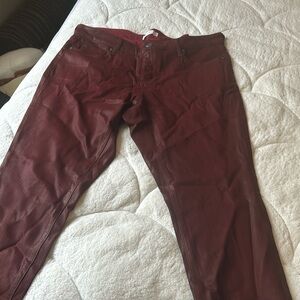 NWT burgundy coated jeans